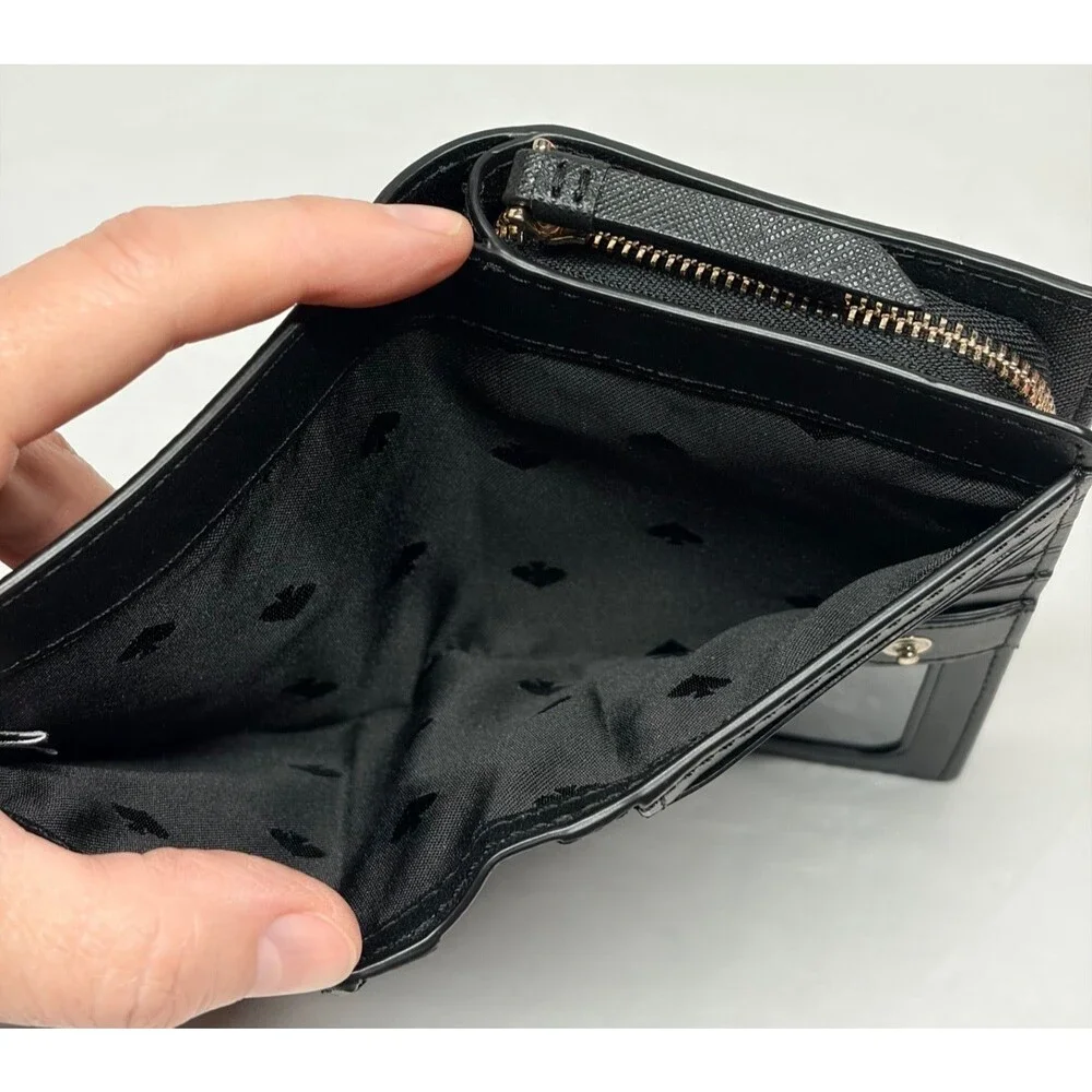 Kate Spade Saffiano Leather Compact Bifold Wallet w/ Zip-Around Coin Compartment